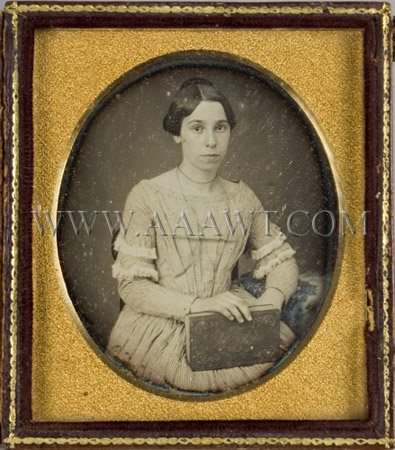 Sixth Plate Daguerreotype
Young Woman Holding a Book, entire view